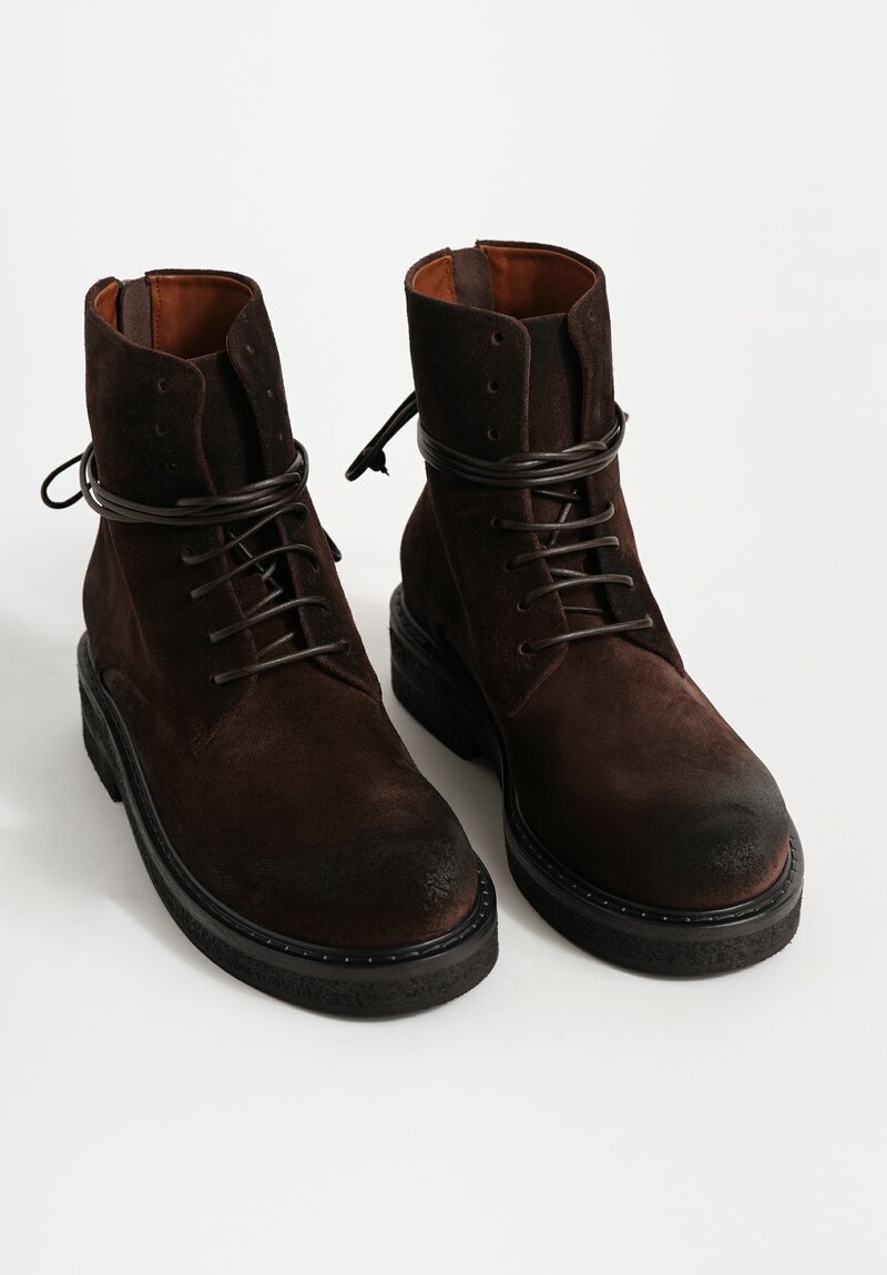 Marsèll Calf Suede Parrucca Lace-Up Ankle Boots in Moro Brown	
