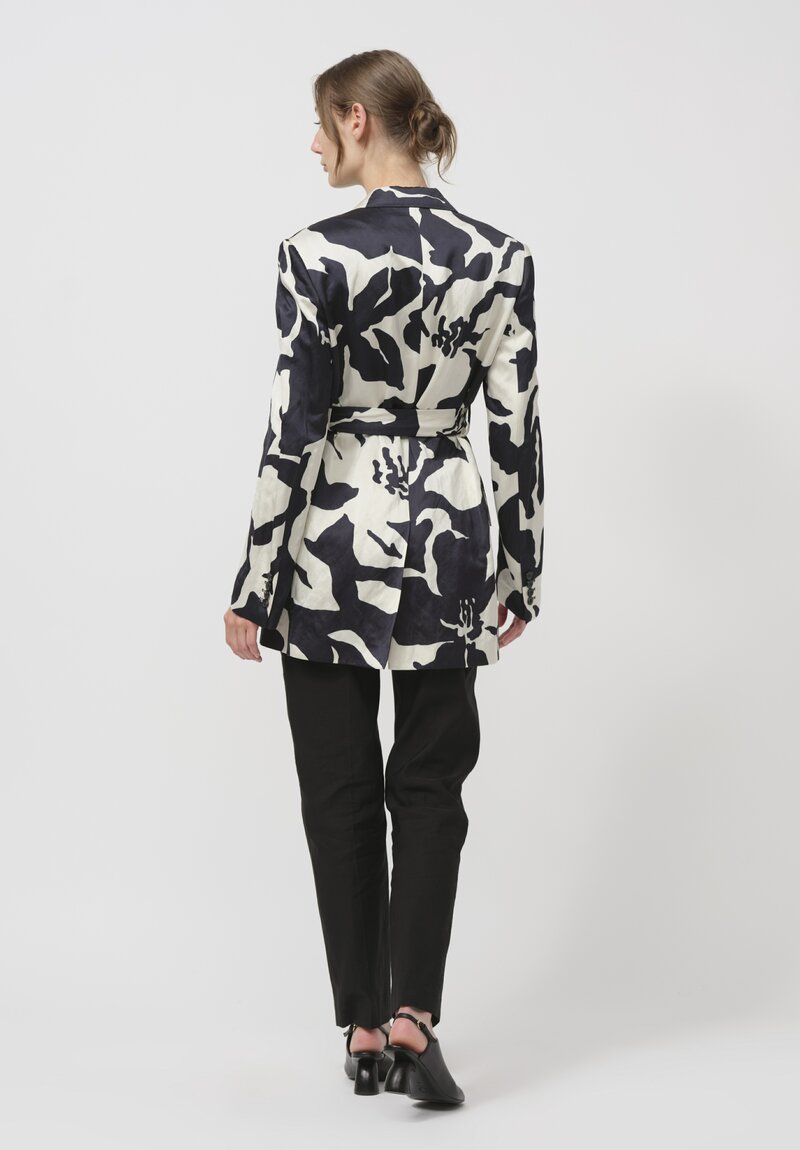 Dries Van Noten Floral Print Bomeos Jacket in Black & White	