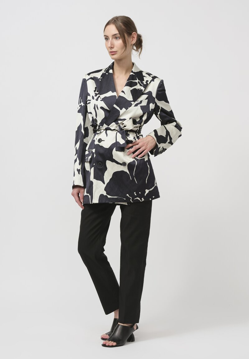 Dries Van Noten Floral Print Bomeos Jacket in Black & White	