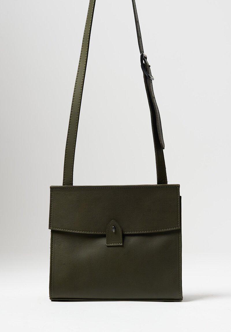 Coriu Small Leather Bitta Crossbody Bag Military Green	