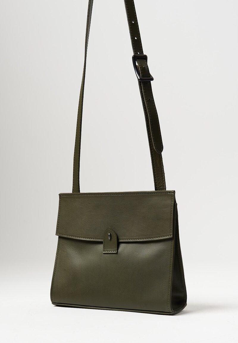 Coriu Small Leather Bitta Crossbody Bag Military Green	