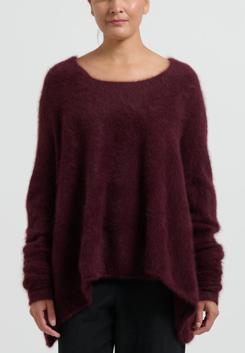 Rundholz Knitted Raccoon Long Crewneck Sweater	in Umbra Red