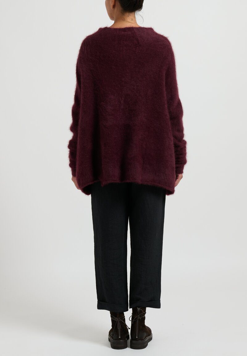 Rundholz Knitted Raccoon Long Crewneck Sweater	in Umbra Red