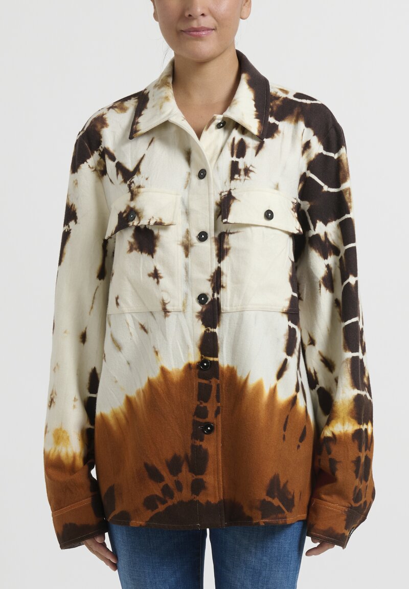 Jil Sander+ Wool Tie Dye Shirt Jacket in Natural & Brown	