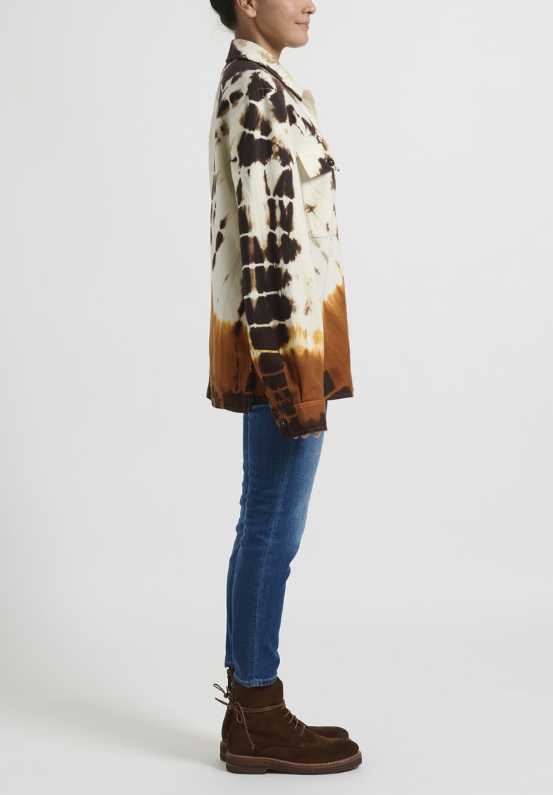 Jil Sander+ Wool Tie Dye Shirt Jacket in Natural & Brown	