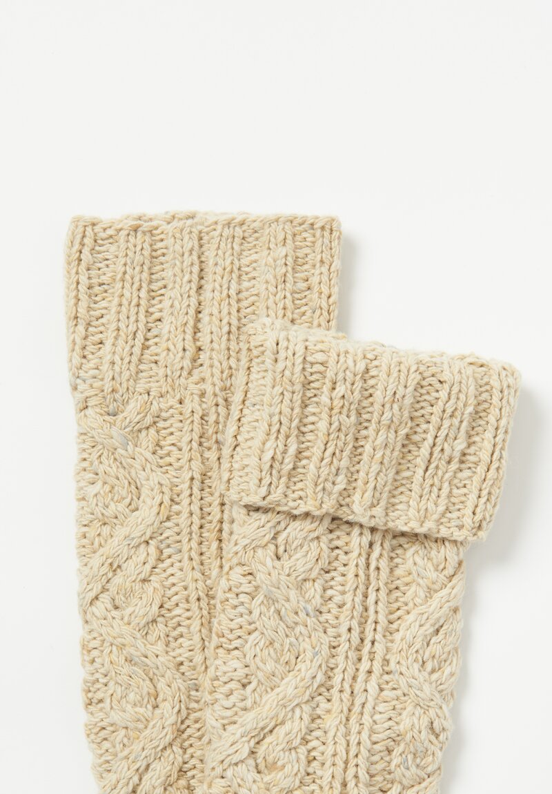 Jil Sander Wool Cable Knit Socks in Oatmeal White	