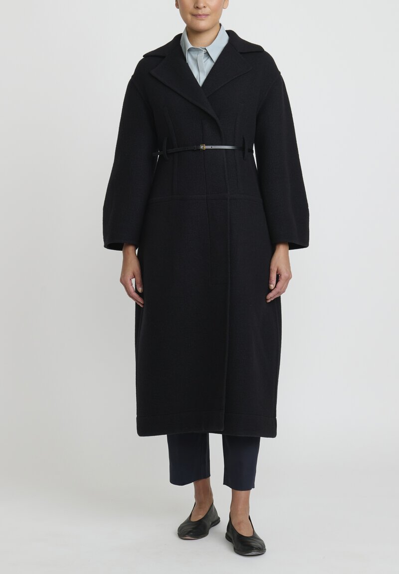 Jil Sander Double Splittable Wool Coat in Black	