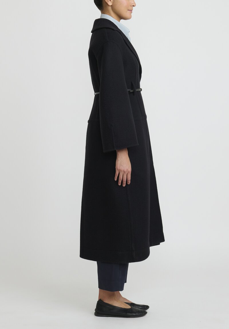 Jil Sander Double Splittable Wool Coat in Black	