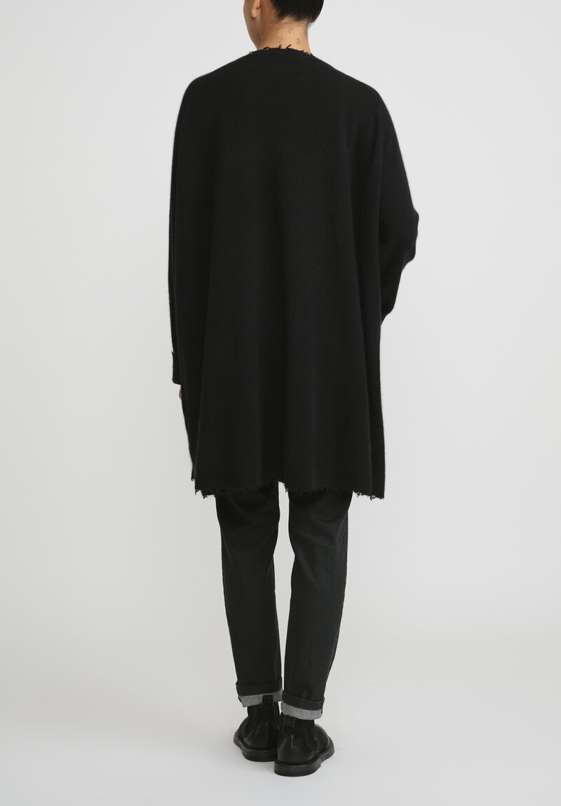 Rundholz Dip Knit Merino Wool and Raccoon V-Neck Tunic	