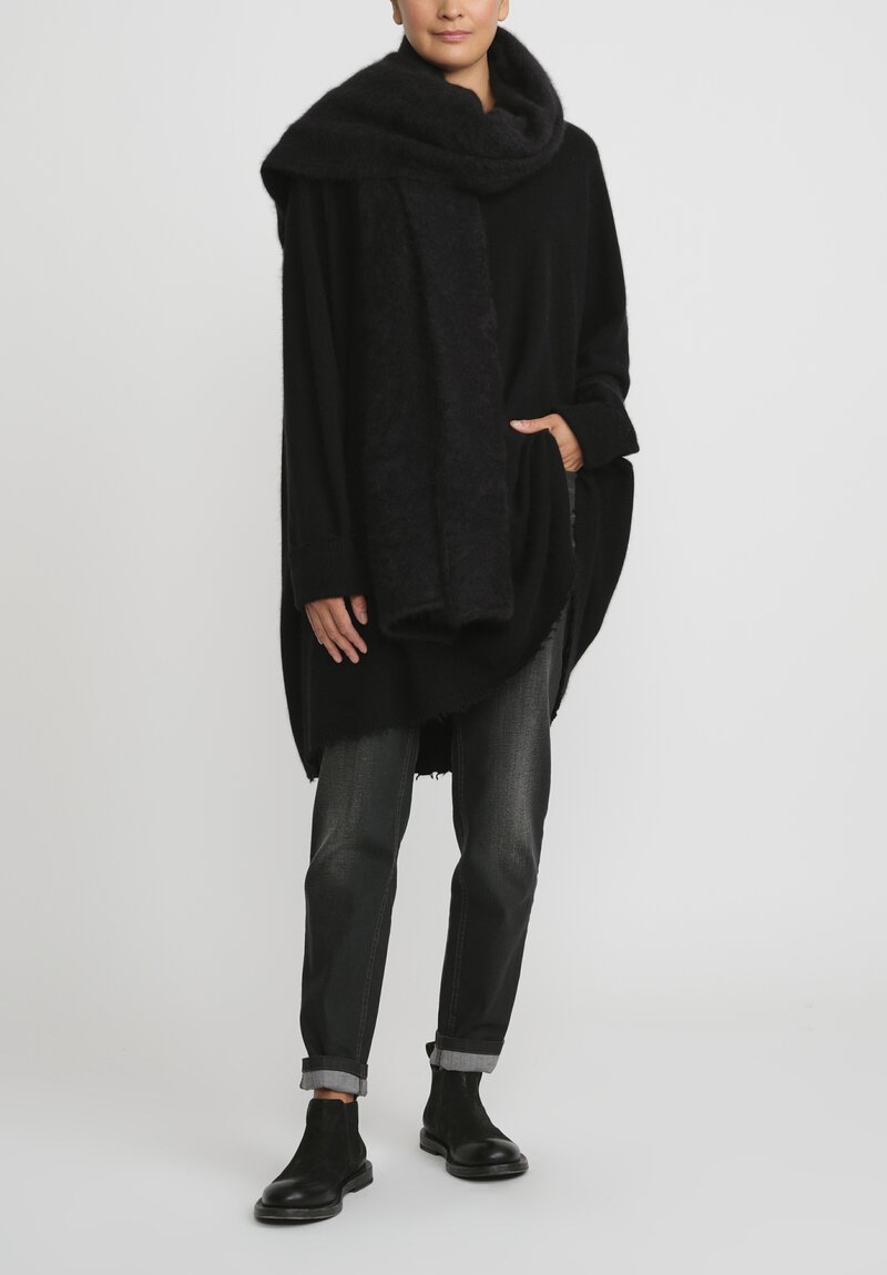 Rundholz Dip Knit Merino Wool and Raccoon V-Neck Tunic	