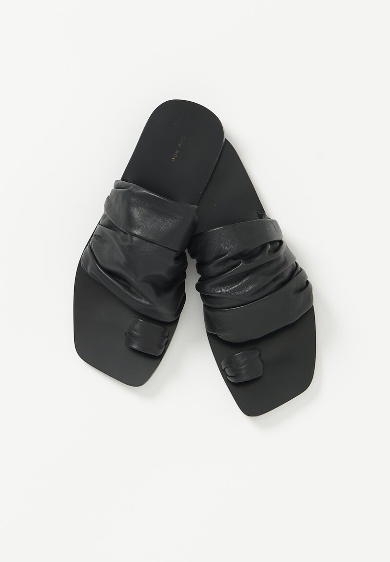 The Row Drape Leather Slide in Black