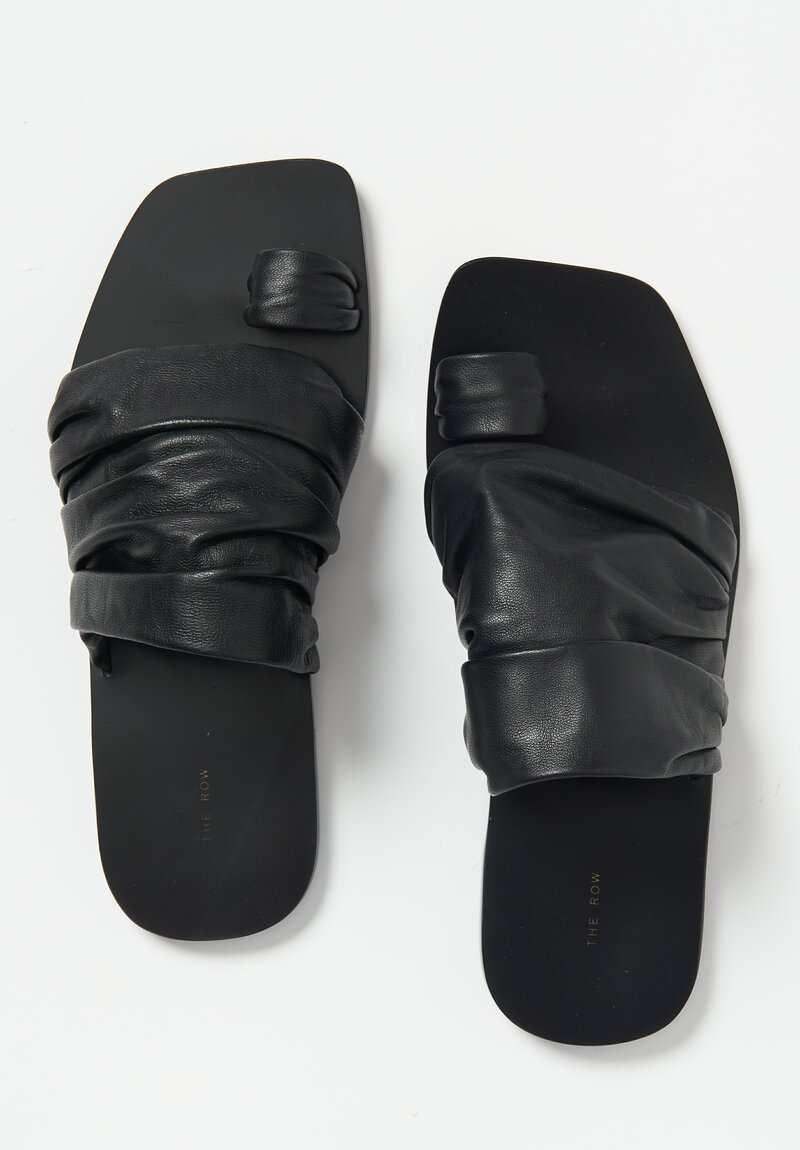The Row Drape Leather Slide in Black