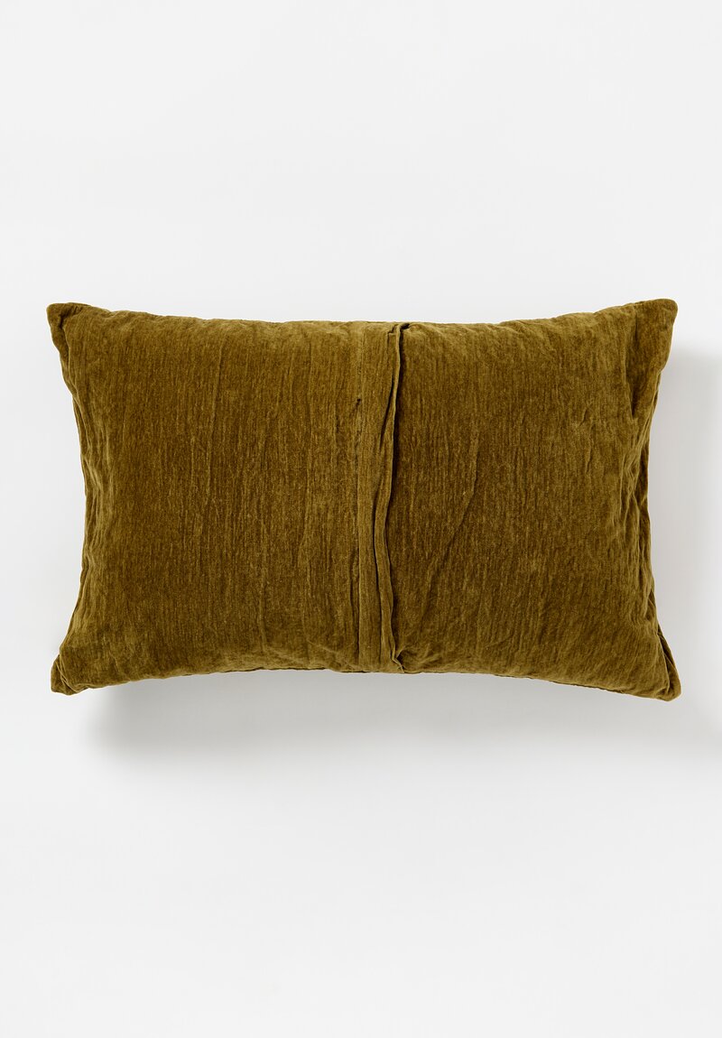 The House of Lyria Cotton Velvet and Metallic Fiber Cuma Pillow in Moss Green	