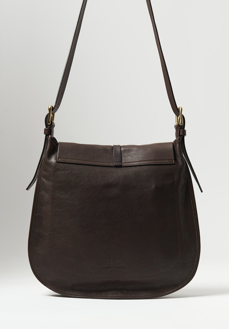 Massimo Palomba Leather Angie Selleria Shoulder Bag Ebano Brown	