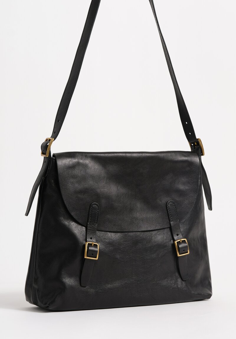 Massimo Palomba Leather Gitan Selleria Satchel in Black