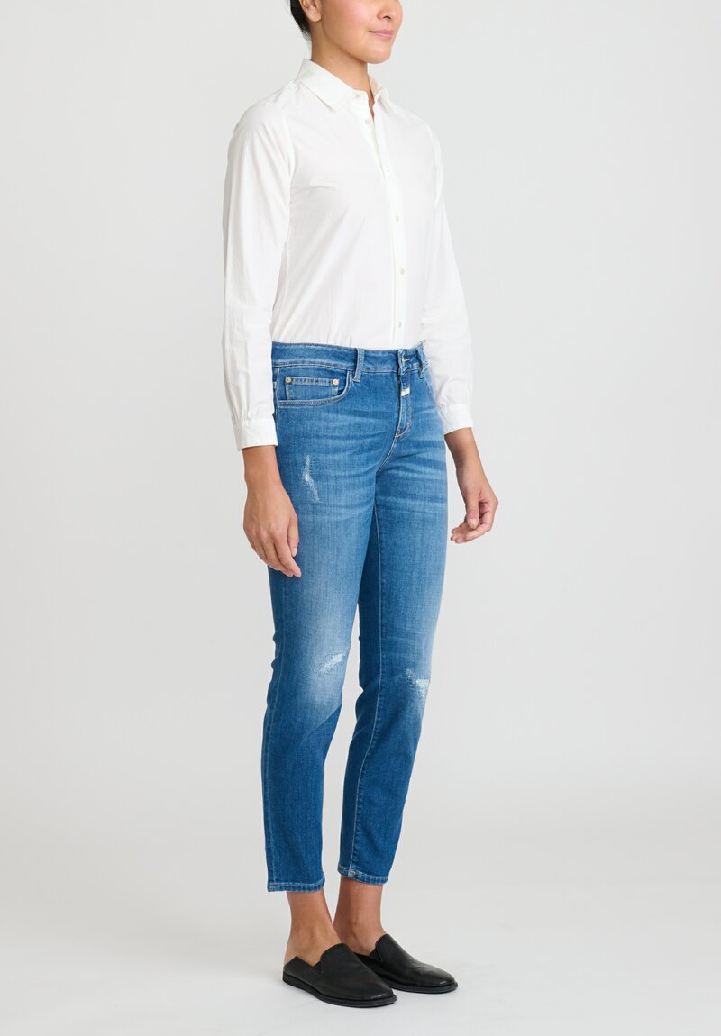 Closed Baker Mid-Rise Distressed Jeans in Mid Blue	