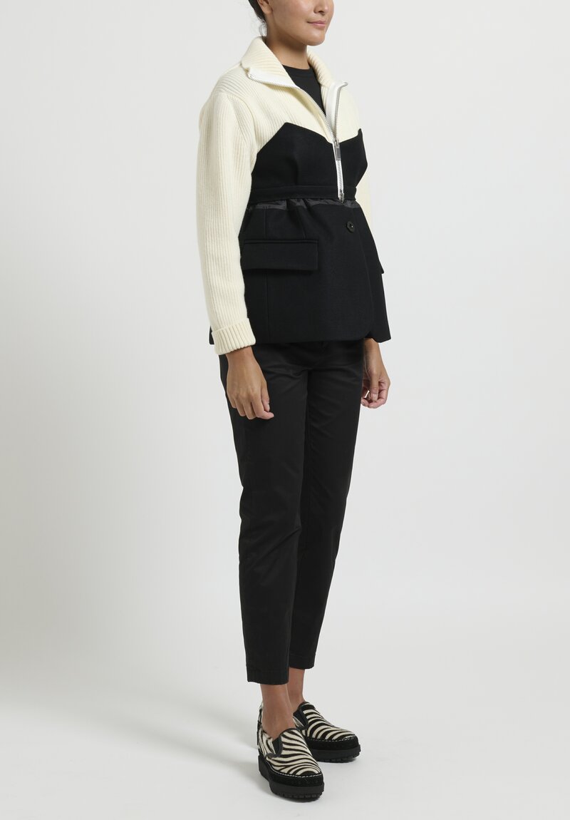 Sacai Wool Melton and Knit Jacket in Black and White | Santa Fe ...