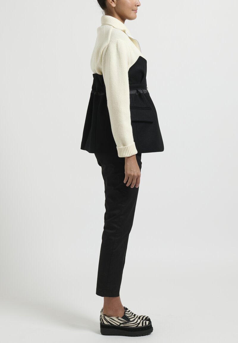 Sacai Wool Melton and Knit Jacket in Black and White | Santa Fe 