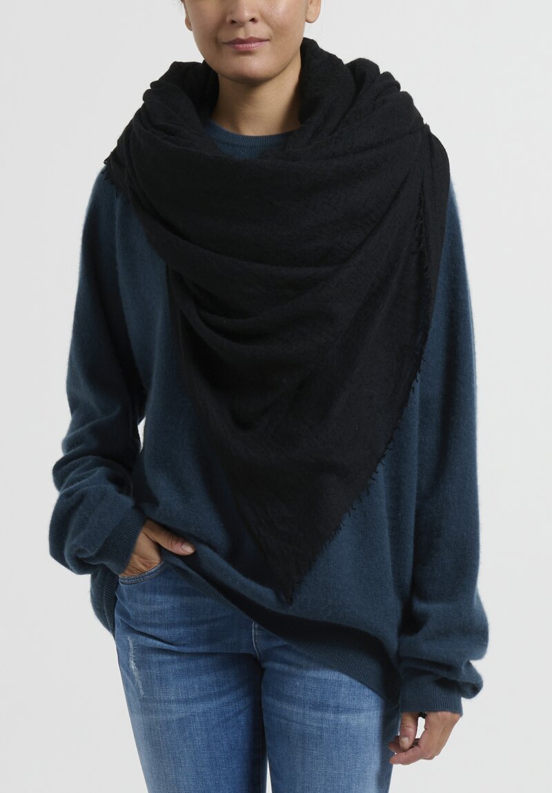 Frenckenberger Big Woven Cashmere Scarf in Black	
