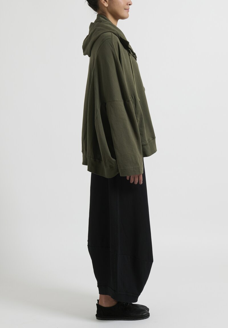 Rundholz Black Label Cotton Hooded Round Jacket in Military Green