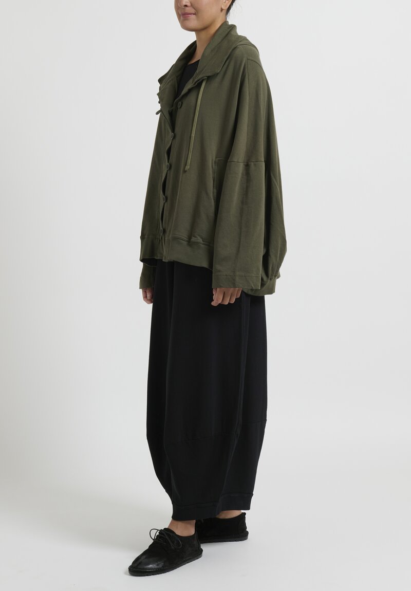 Rundholz Black Label Cotton Hooded Round Jacket in Military Green