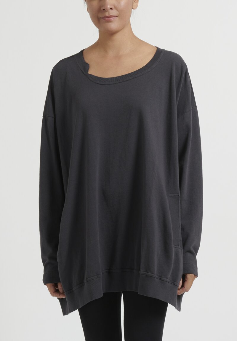 Rundholz Black Label Cotton French Terry Oversized Round T-Shirt in Slate Grey