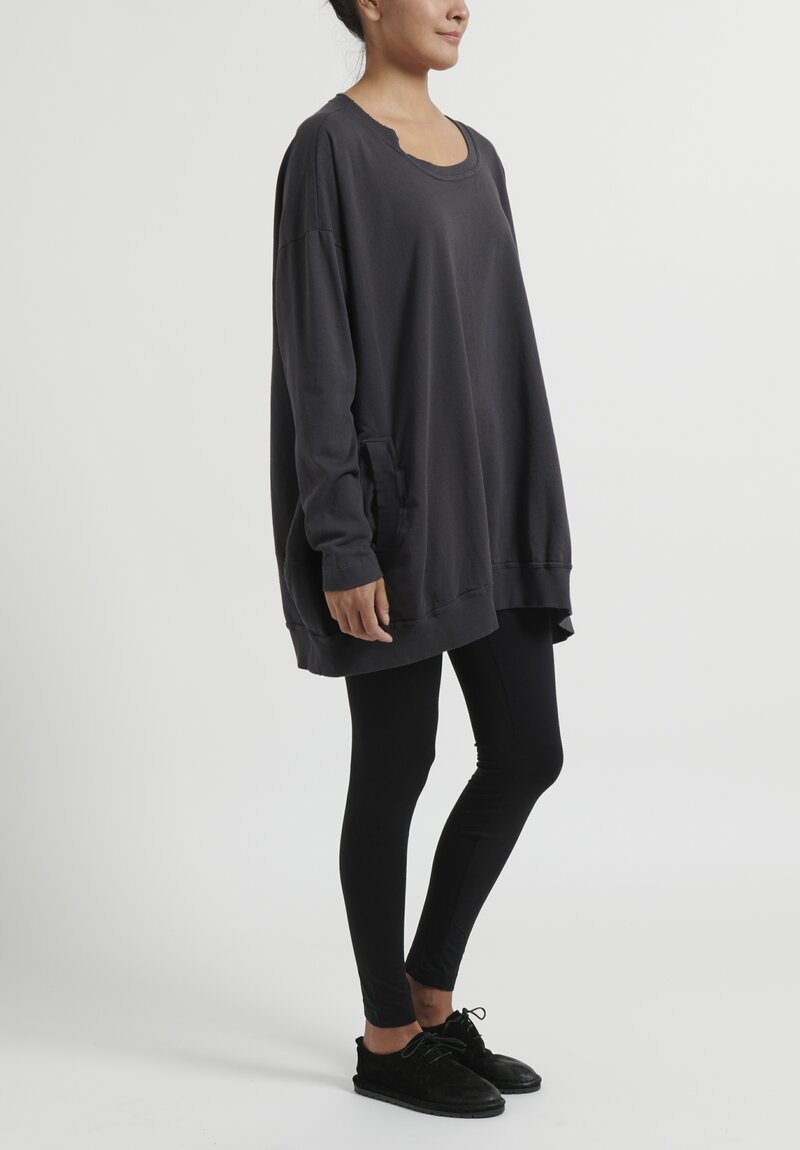 Rundholz Black Label Cotton French Terry Oversized Round T-Shirt in Slate Grey