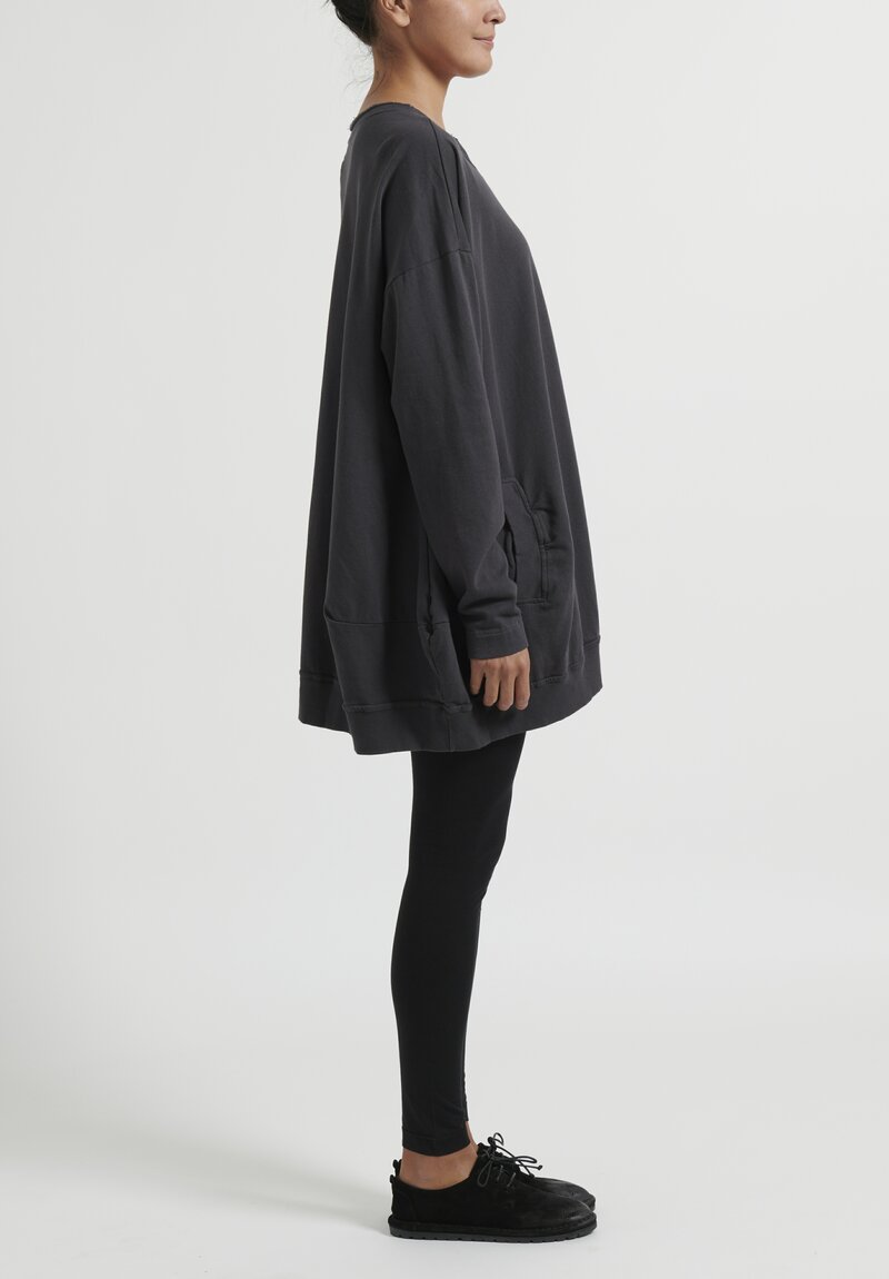 Rundholz Black Label Cotton French Terry Oversized Round T-Shirt in Slate Grey