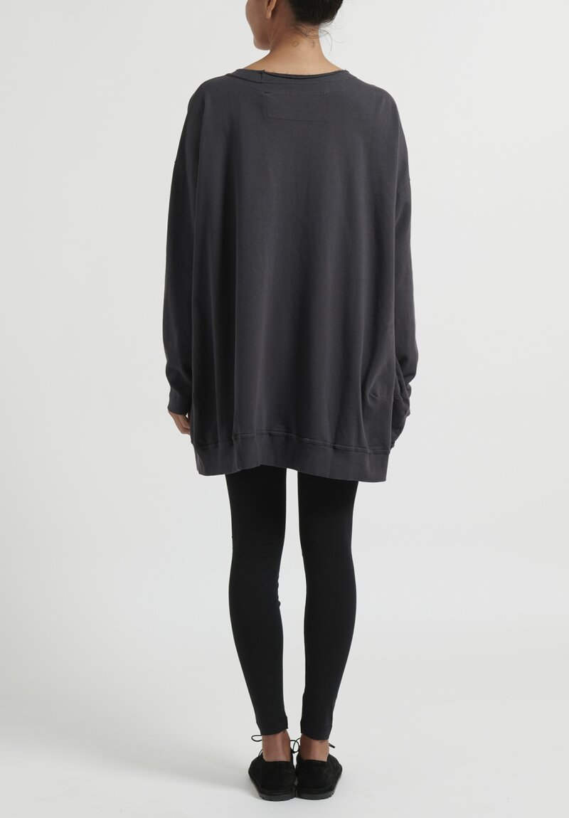 Rundholz Black Label Cotton French Terry Oversized Round T-Shirt in Slate Grey