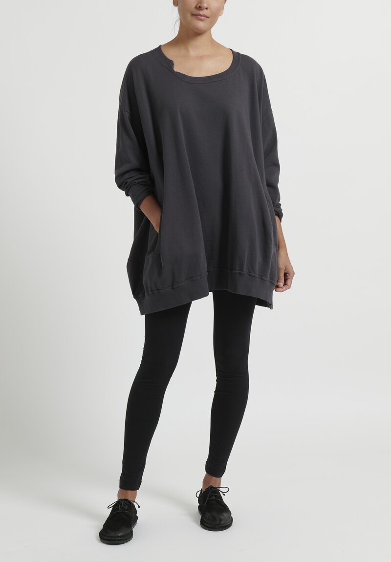 Rundholz Black Label Cotton French Terry Oversized Round T-Shirt in Slate Grey