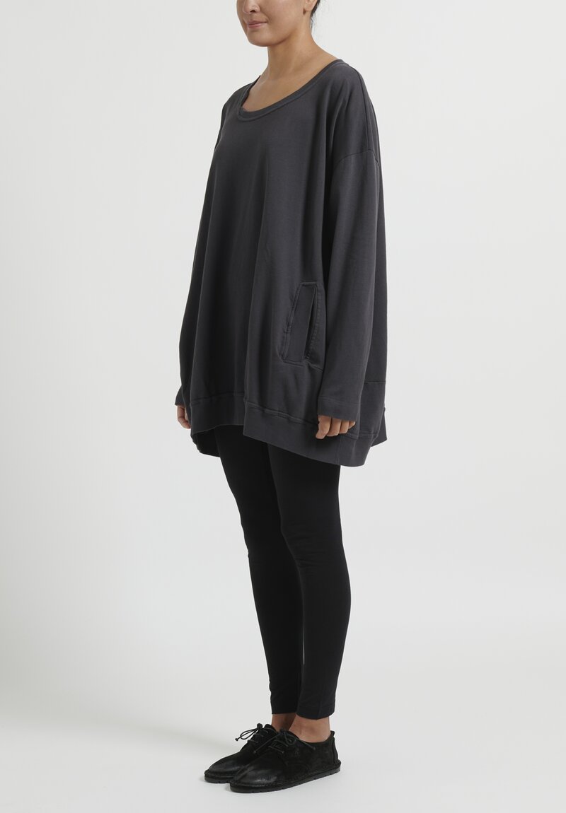 Rundholz Black Label Cotton French Terry Oversized Round T-Shirt in Slate Grey