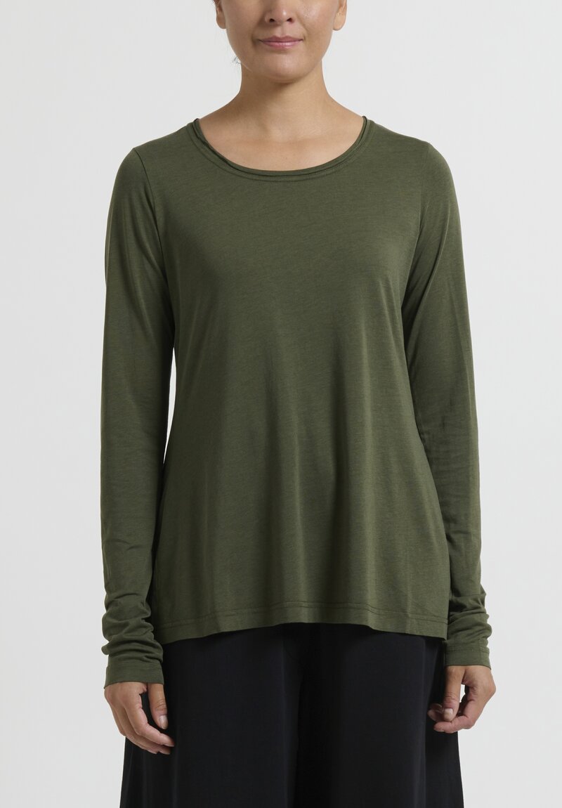 Rundholz Black Label Long Sleeve Flared T-Shirt in Military Green