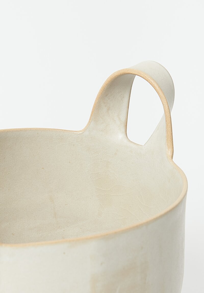 Laurie Goldstein Medium Ceramic Basket Bowl White	