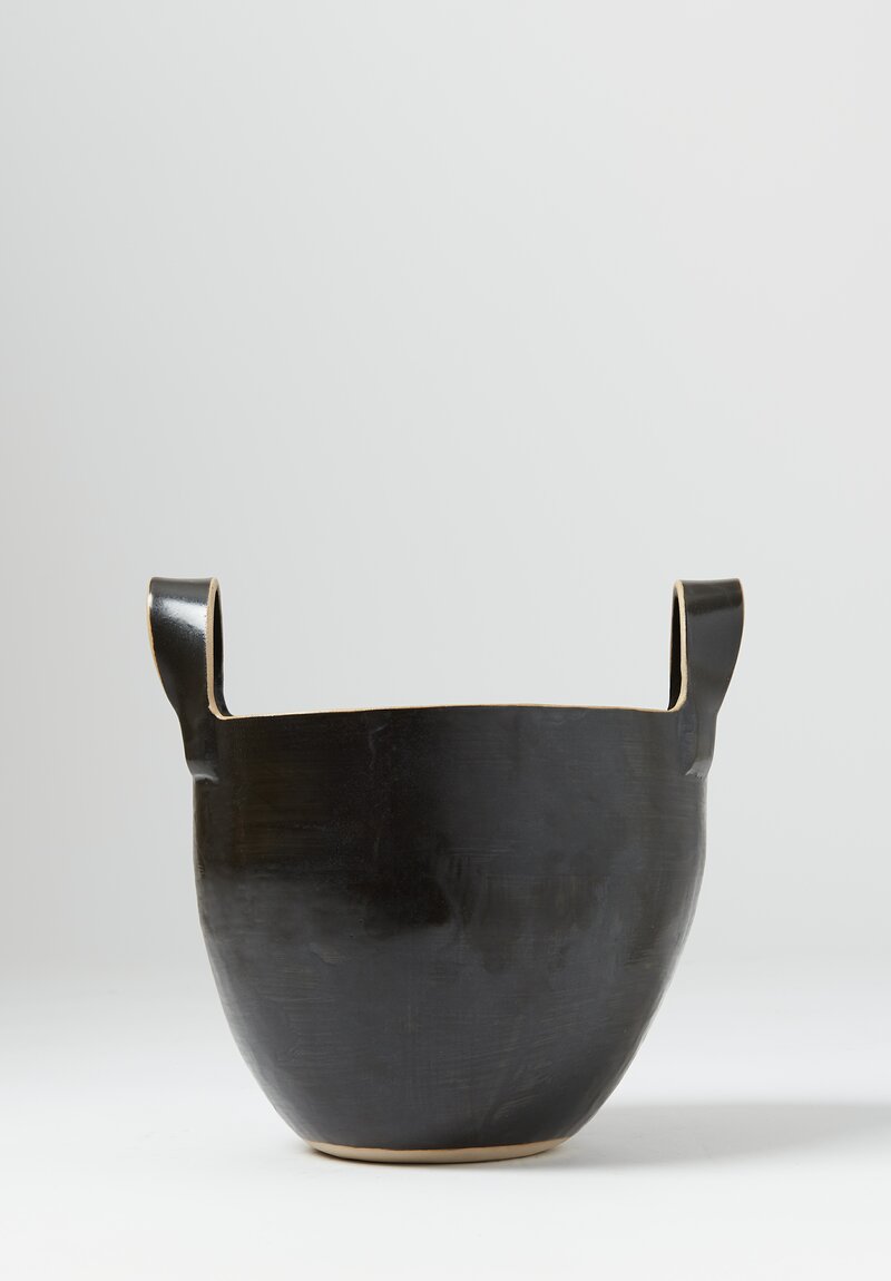 Laurie Goldstein Medium Ceramic Basket Bowl Black	