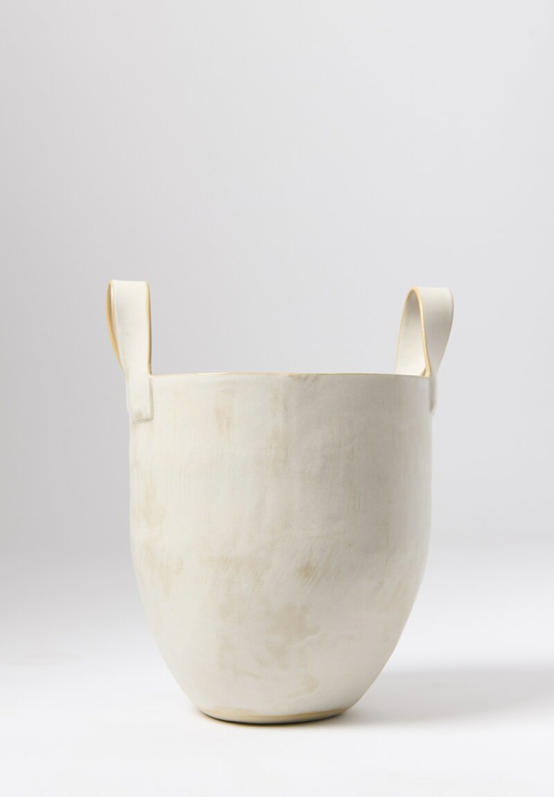 Laurie Goldstein Ceramic Tall Basket Bowl in White	