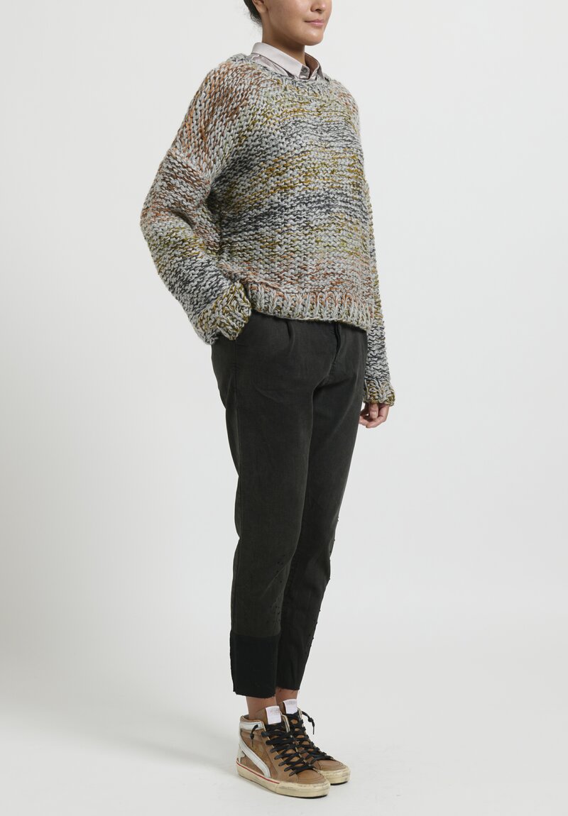 Umit Unal Multi-Yarn Hand Knit Pullover in Grey