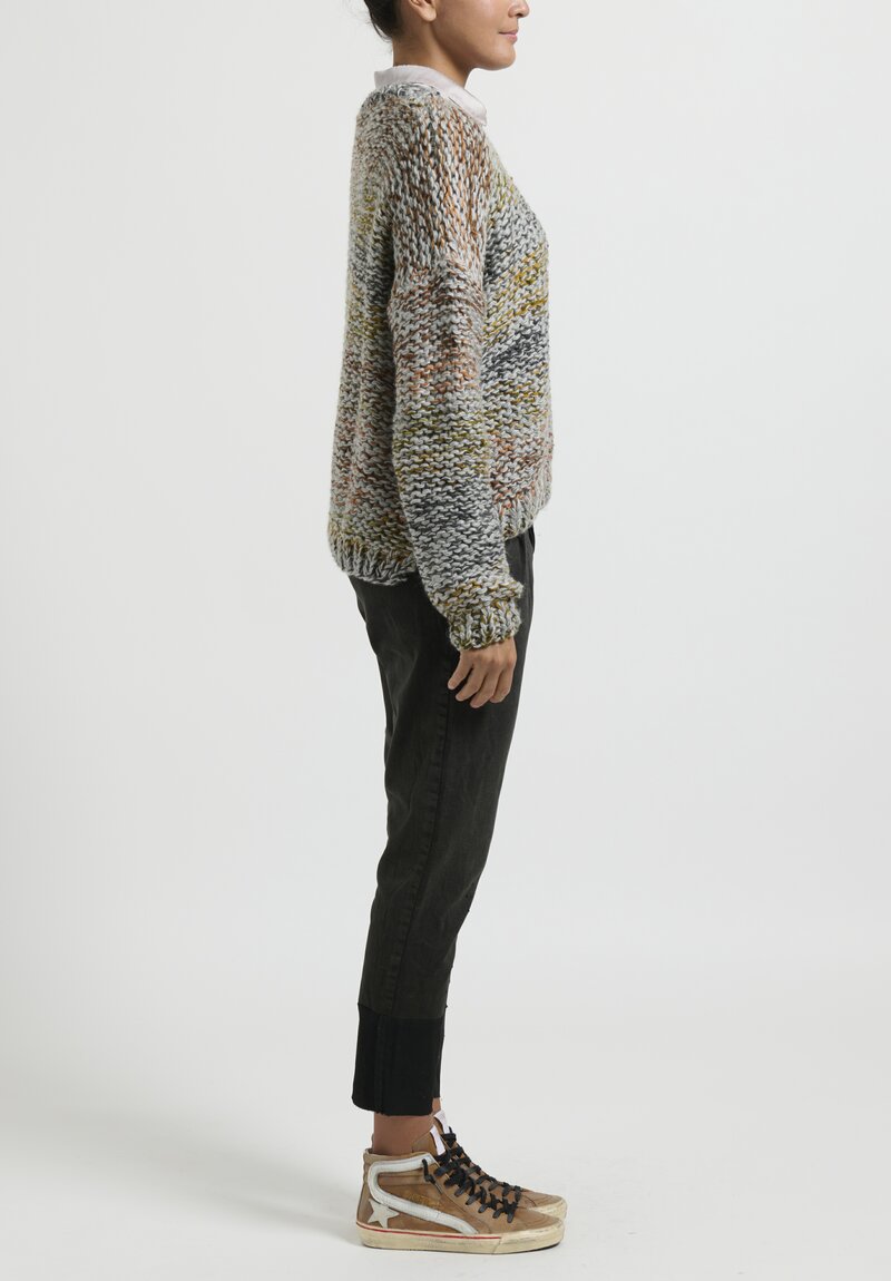 Umit Unal Multi-Yarn Hand Knit Pullover in Grey