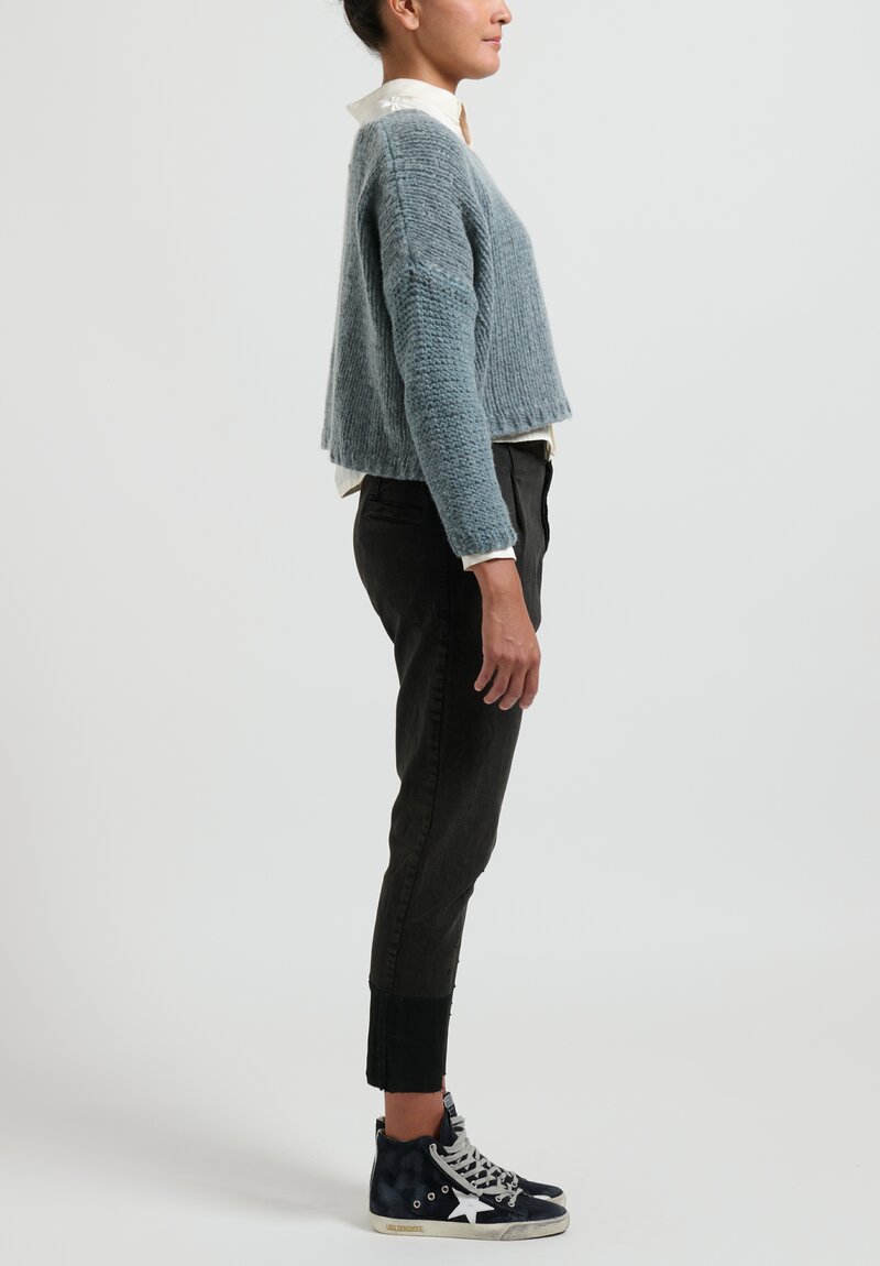 Umit Unal Cropped Hand-Knit Sweater	