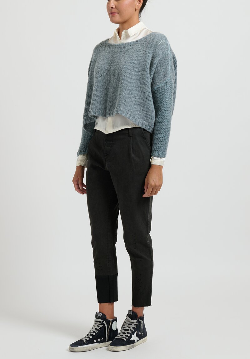 Umit Unal Cropped Hand-Knit Sweater	