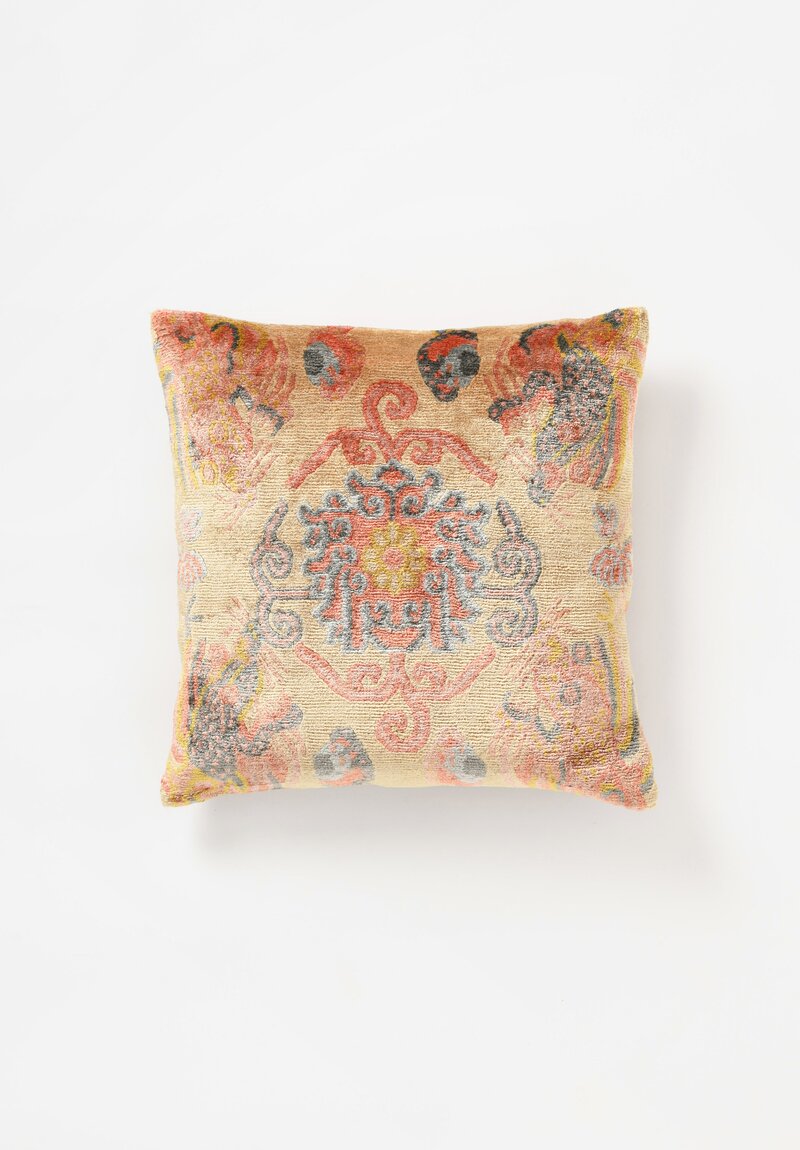 Tibet Home Hand Knotted & Woven Square Pillow in Dragon Gold	