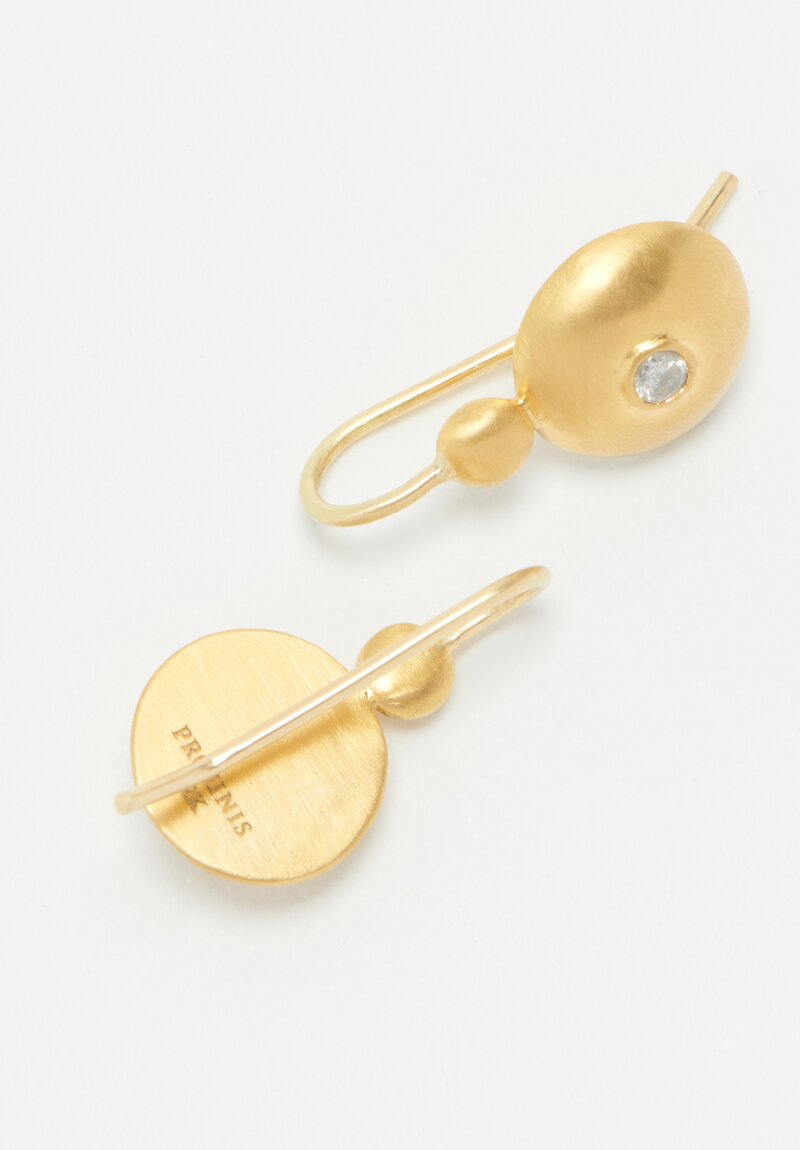 Prounis 22k, Diamond Small Bulla Hook Earrings	