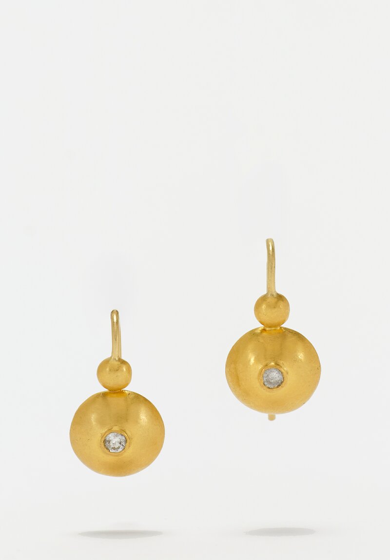 Prounis 22k, Diamond Small Bulla Hook Earrings	