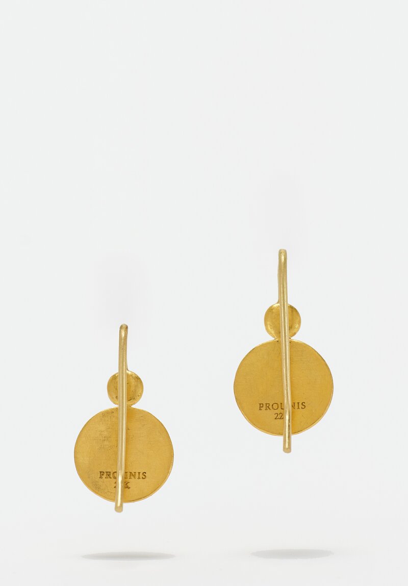 Prounis 22k, Diamond Small Bulla Hook Earrings	