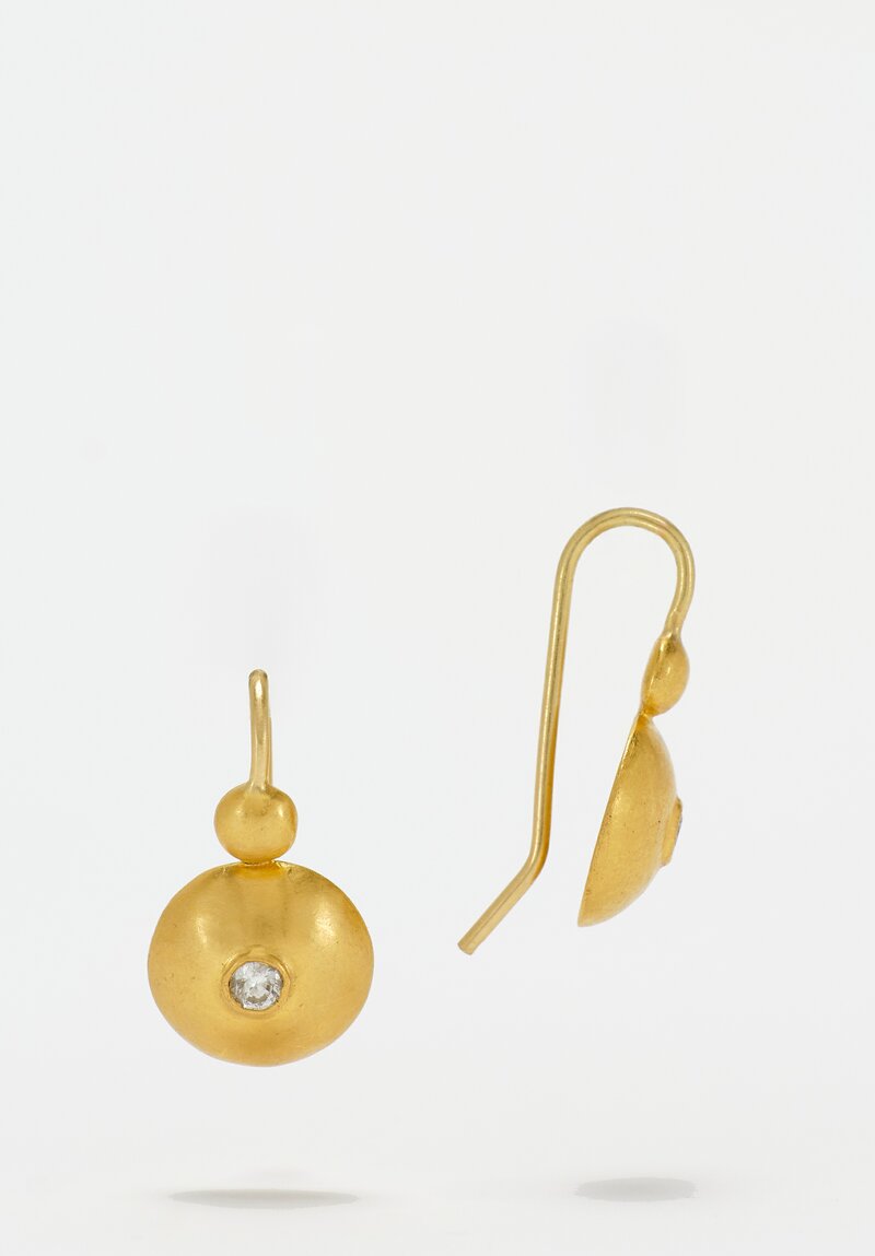 Prounis 22k, Diamond Small Bulla Hook Earrings	