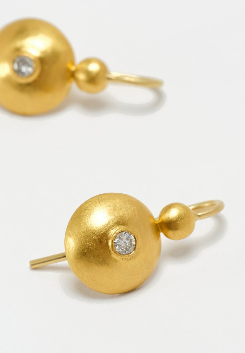 Prounis 22k, Diamond Small Bulla Hook Earrings	