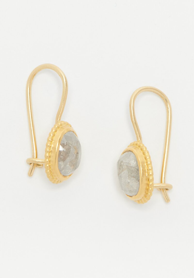 Prounis 22k Diamond Granulated Hook Earrings	