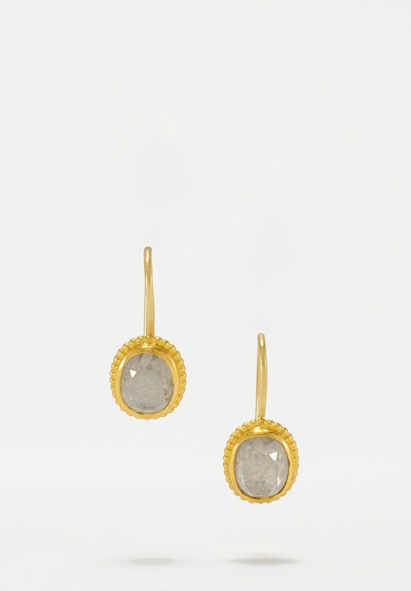 Prounis 22k Diamond Granulated Hook Earrings	