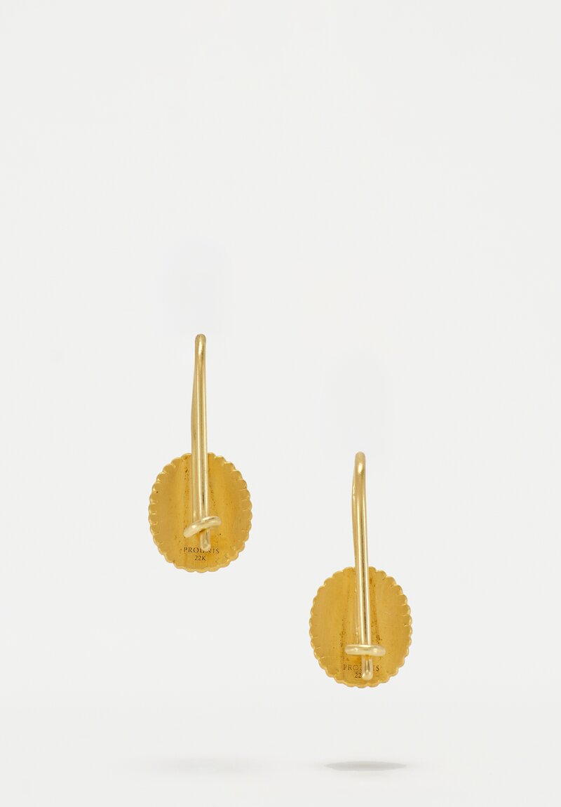 Prounis 22k Diamond Granulated Hook Earrings	