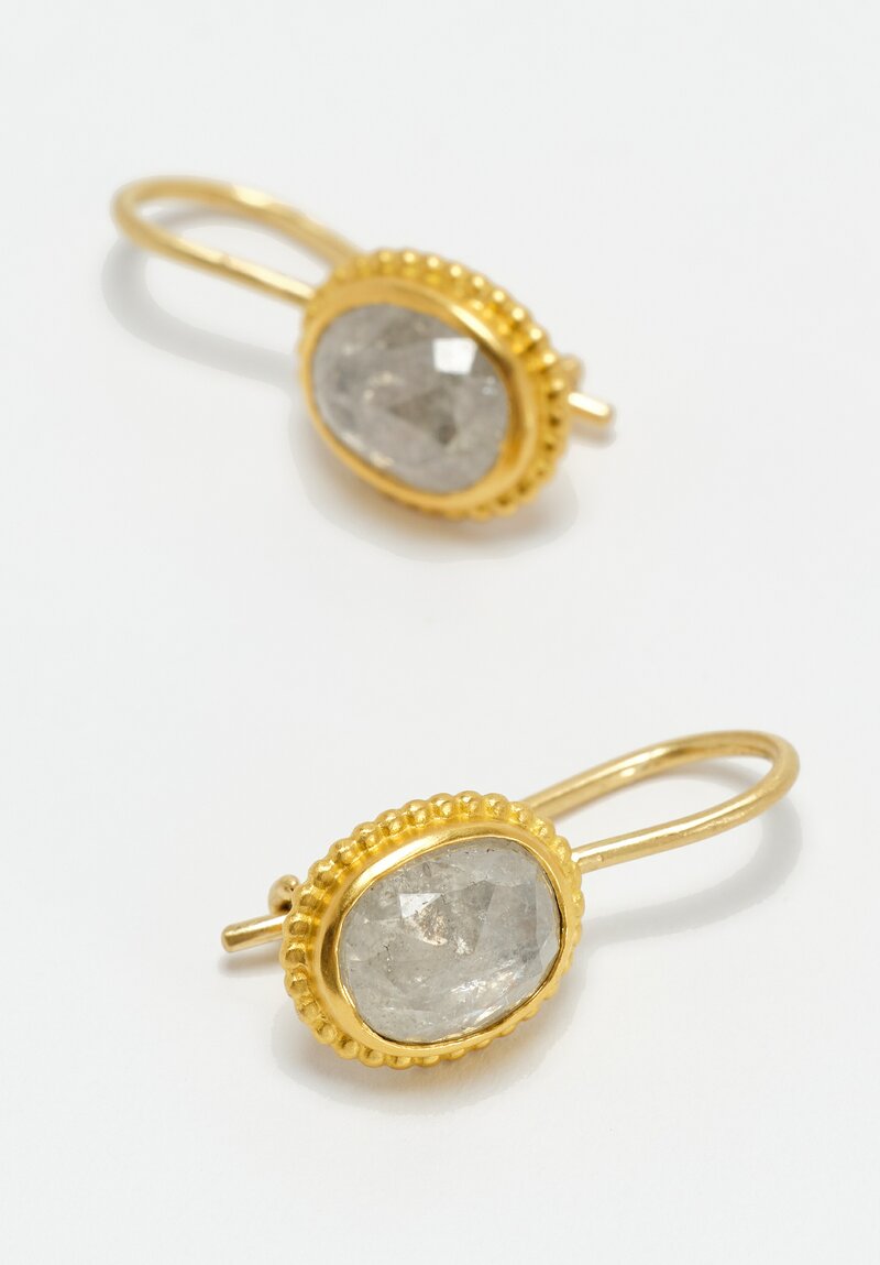 Prounis 22k Diamond Granulated Hook Earrings	