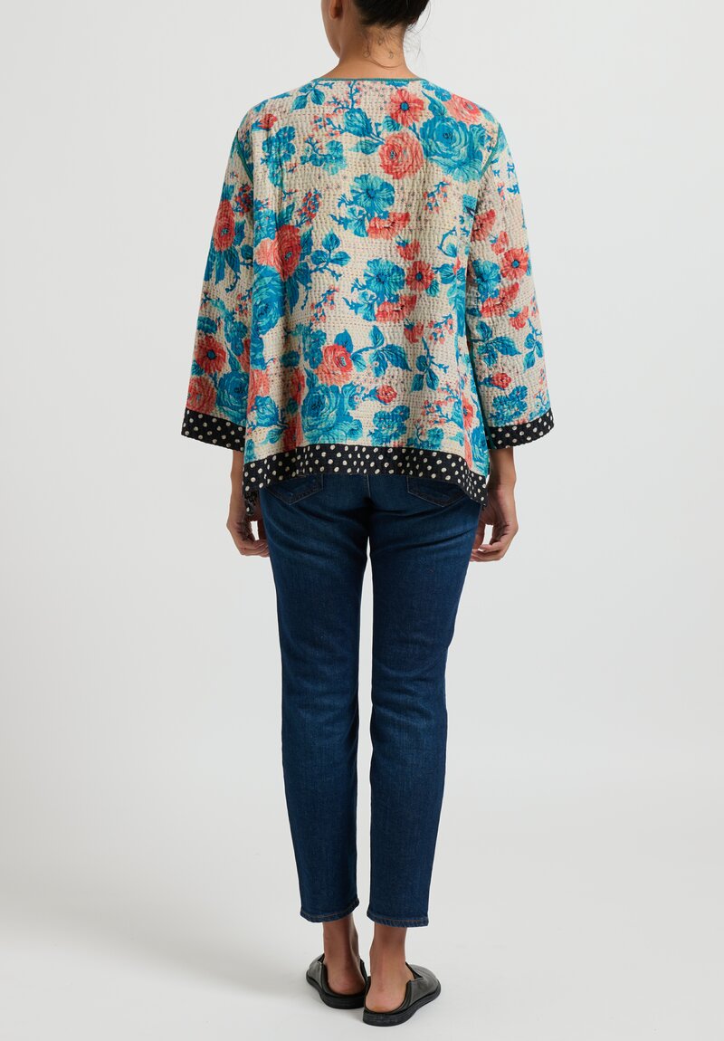 Mieko Mintz Vintage Cotton Kantha A-Line Short Jacket	